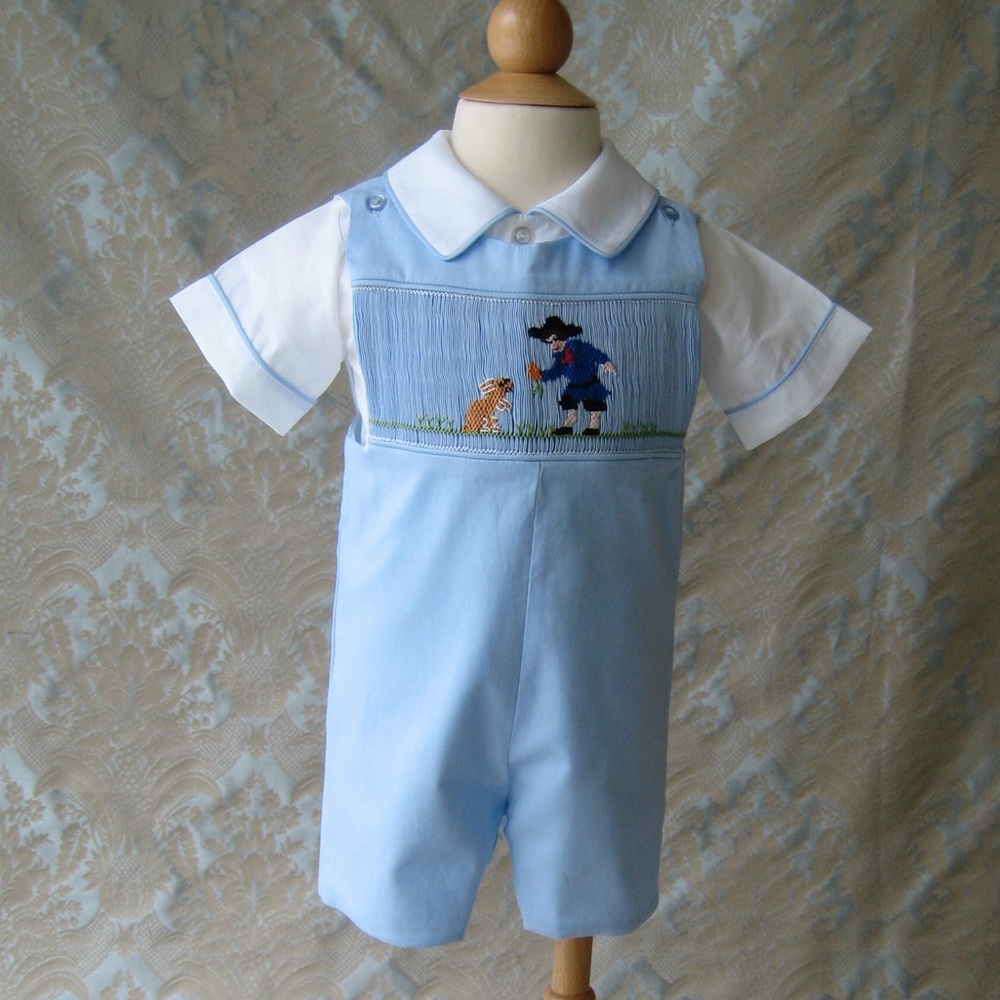 Spring, Summer, Easter Smocked Shortall 2 Set boys